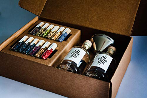 DO YOUR GIN - kit Gin Tonic para Elaboración de Ginebra - 12 Productos Botánicos de Alta Calidad - En Hermosas Botellas de Especias - El Regalo Perfecto para Hombres y Mujeres - Incluye 2 Botellas