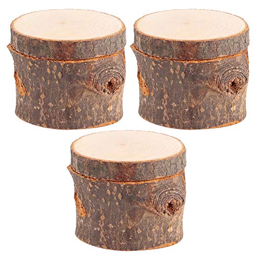 DOACT 3 unids/Set Caja de Anillo de Madera DIY Soporte de Anillo de Boda rústico Portador Caja contenedor para Decoraciones de Aniversario