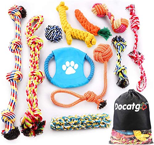 Docatgo Grupo de Juguetes para Perros Durable Masticable Cuerda Soledad Grupo de Juguete para Perrito Pequeño Medio Solitario para Mantener a su Perro Sano 11 Piezas