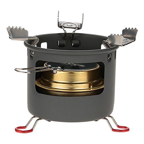 Docooler - Juego de utensilios de cocina para acampada y exterior, con estufa con quemador de alcohol y soporte, 1