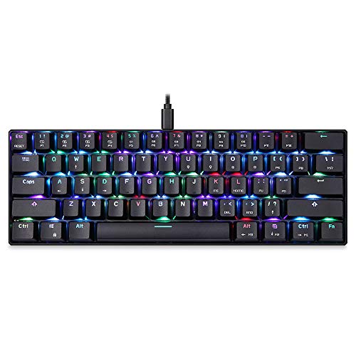 Docooler MOTOSPEED CK61 Teclado mecánico para Juegos RGB Interruptores Azules OUTMU Teclado 61 Teclas Anti-Efecto Fantasma con luz de Fondo para Juegos Negro