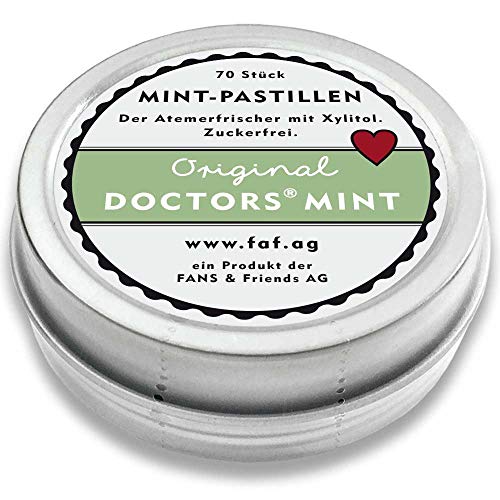 DOCTORS Mint, 3x 70 caramelos de menta sin azúcar, con xilitol, sin aspartamo, aliento fresco donde vaya, caramelos de xilitol en lata retro para píldoras (Pure 1)