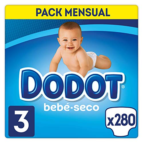 Dodot Bebé-Seco Pañales Talla 3, 280 Pañales, El Unico Pañal Con Canales De Aire, 6-10kg