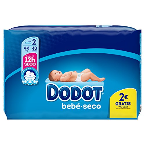 Dodot - Pañales con Canales de Aire Bebé-Seco, Talla 2, para Bebes de 4 a 8 kg - 40 Pañales