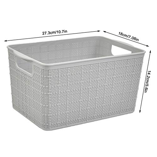 DODOUS 3 Piezas Cestas de Efecto de Mimbre Canasta de Plástico Grid Cestas de Almacenaje para Almacenar Artículos de Tocador Cosméticos