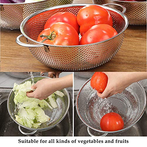 DODUOS Juego de 3 Coladores de Cocina de Acero Inoxidable Escurridor de Acero Inoxidable Drenaje Cesta para Arroz Frutas Verduras