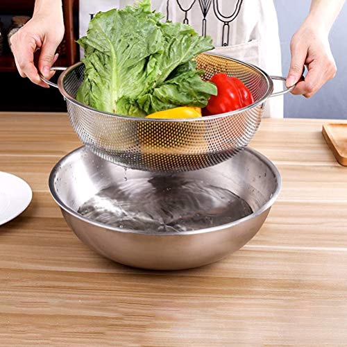 DODUOS Juego de 3 Coladores de Cocina de Acero Inoxidable Escurridor de Acero Inoxidable Drenaje Cesta para Arroz Frutas Verduras