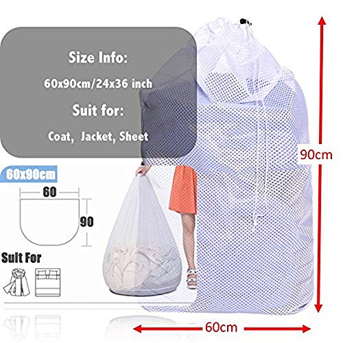 DoGeek Bolsas de Malla de Lavandería Bolsas de Lavado para Ropa Interior, Calcetines,Sujetadores, Camiseta，Ropa de Bebé (Blanco, 2 pcs)