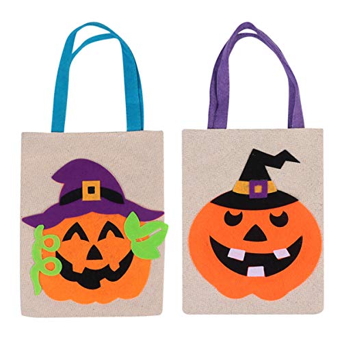 DOITOOL 2 Bolsas de Halloween No Tejidas Bolsas de Calabaza Bolsas de Truco O Trato Bolsa de Regalo con Asas para Fiestas de Halloween (Beige)