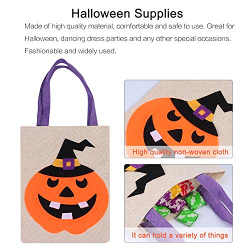 DOITOOL 2 Bolsas de Halloween No Tejidas Bolsas de Calabaza Bolsas de Truco O Trato Bolsa de Regalo con Asas para Fiestas de Halloween (Beige)