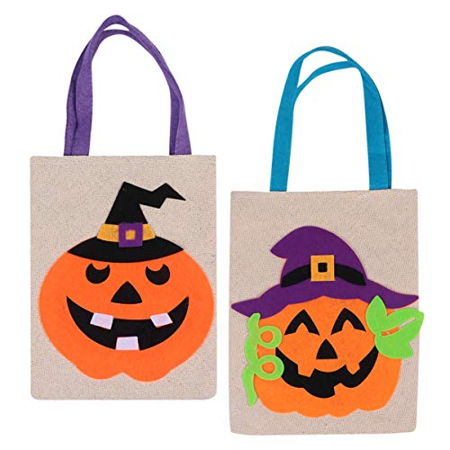 DOITOOL 2 Bolsas de Halloween No Tejidas Bolsas de Calabaza Bolsas de Truco O Trato Bolsa de Regalo con Asas para Fiestas de Halloween (Beige)