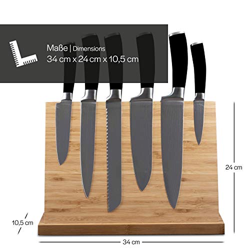 Dolce Mare Bloque de Cuchillos magnéticos imán Extra Fuerte - Tabla de Cuchillos XXL para Sus Cuchillos o Cubiertos de Cocina - Bloque de Cuchillos de bambú sin Cuchillos