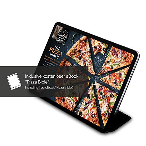 Dolce Mare® Cortador de Pizza - Cuchillo cortador versátil con mango de roble fino - Cuchillo para pizza con hoja de acero inoxidable extra afilada - Incluye protección de la hoja e instrucciones