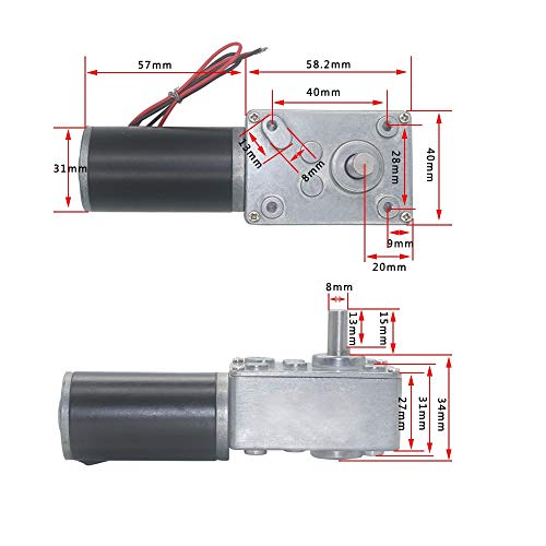 DollaTek 31ZY DC 12 V 80 RPM Motorreductor Turbo Reductor DC Motor de engranaje helicoidal