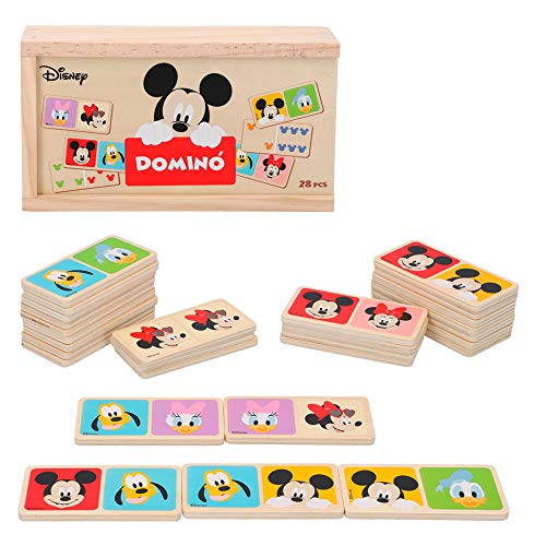 Domino madera infantil Juego de mesa para niños 2 3 4 años - Juegos de memoria Juegos Juguetes educativos Niños 2 años - Juegos estimulación cognitiva Domino Mickey