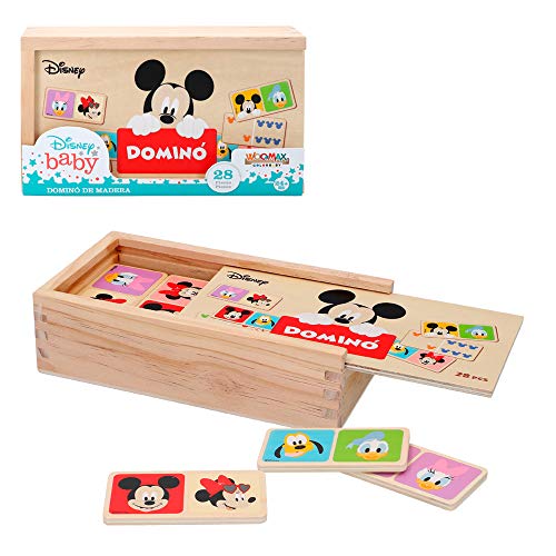 Domino madera infantil Juego de mesa para niños 2 3 4 años - Juegos de memoria Juegos Juguetes educativos Niños 2 años - Juegos estimulación cognitiva Domino Mickey