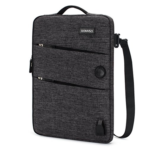 DOMISO 10,1-10,5 Pulgadas Funda Protectora con Puerto de Carga USB 3ways Bolso Bandolera para Ordenador Portátil / Tablet / 9.7" iPad Pro / 10.1" Lenovo Tab 4 Plus / ASUS / Acer / HP / Toshiba , Negro