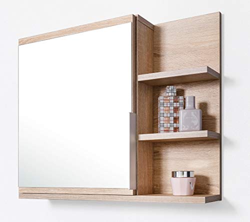 DOMTECH Home Decor - Armario con espejos para cuarto de baño con estantes, (roble Sonoma)