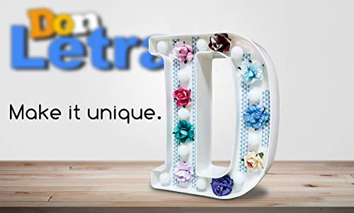 DON LETRA Letras del Alfabeto A-Z con Luces LED, Letras Luminosas Decorativas con Luces LED, 11 Bombillas de LED, 2 Pilas AA, Interruptor, Altura de 22cm, Color Blanco - Letra S