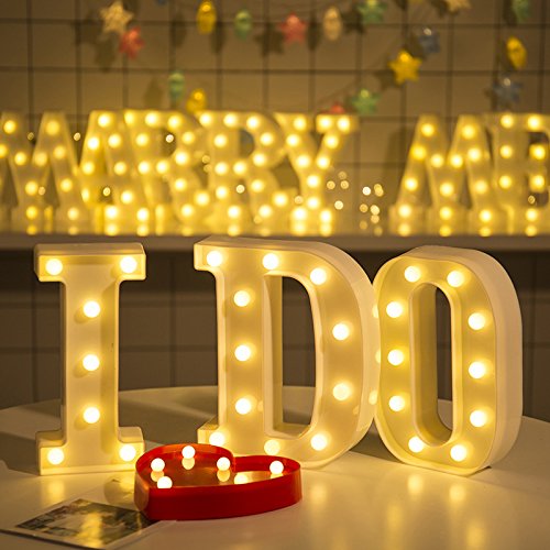 DON LETRA Letras Luminosas, 7 Bombillas de LED, Decoración del Hogar, Iluminación Decorativa para Casa, Letras Plásticos de 22cm - Letra I