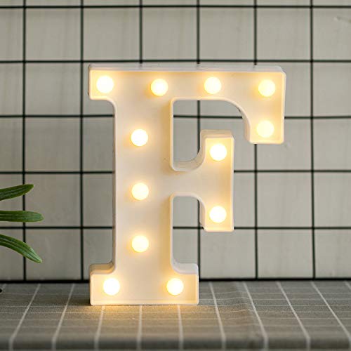 DON LETRA Letras Luminosas Decorativas con Luces LED, Letras del Alfabeto A-Z, Altura de 22cm, Color Blanco - Letra F