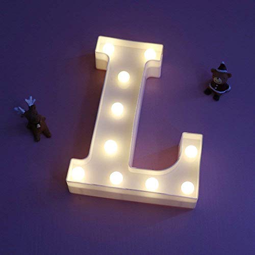 DON LETRA Letras Luminosas Decorativas con Luces LED, Letras del Alfabeto A-Z, Altura de 22cm, Color Blanco - Letra L