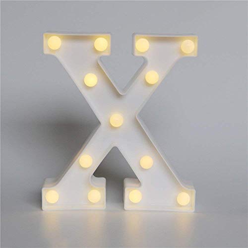 DON LETRA Letras Luminosas Decorativas con Luces LED, Letras del Alfabeto A-Z, Altura de 22cm, Color Blanco - Letra X