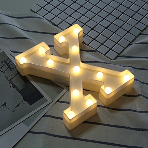 DON LETRA Letras Luminosas Decorativas con Luces LED, Letras del Alfabeto A-Z, Altura de 22cm, Color Blanco - Letra X