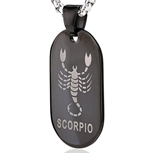 DonDon Collar 52 cm Unisex Colgante de Color Negro-Plata con diseño Zodiaco Escorpio en una Bolsa de Terciopelo