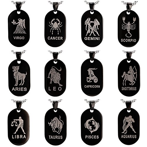 DonDon Collar 52 cm Unisex Colgante de Color Negro-Plata con diseño Zodiaco Escorpio en una Bolsa de Terciopelo