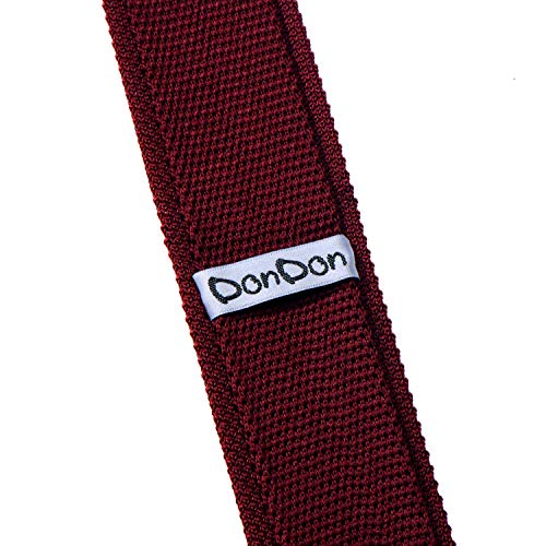 DonDon corbata de punto estrecha de color rojo oscuro 5cm