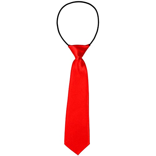 DonDon Corbata para niños con aire de seda brillada - 7 cm de ancho - con elástico - rojo