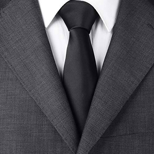 DonDon hombres corbata 7 cm business professional classica hecho a mano negro para la oficina o eventos festivos