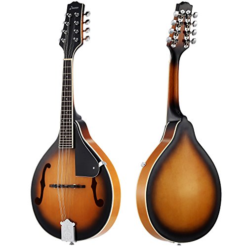 Donner - Mandolina DML-1 Sunburst en caoba con afinador, cuerdas, bolsa y púas de guitarra