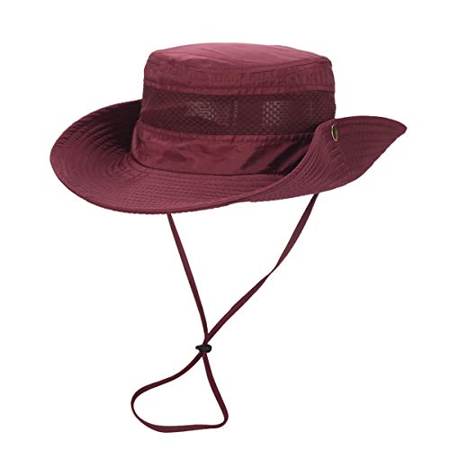 DORRISO Hombre Sombrero para el Sol UPF 50+ Anti-UV Vacaciones Viaje Playa Gorro de Pesca Jardín Sombrero Hombres Sombrero de Pescador Rojo