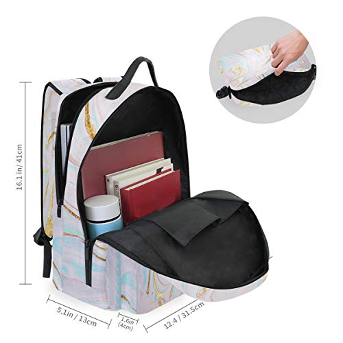 DOSHINE Mochila de Viaje Desmontable, patrón de mármol Pastel, Mochila Escolar para Hombres Mujeres niños niñas