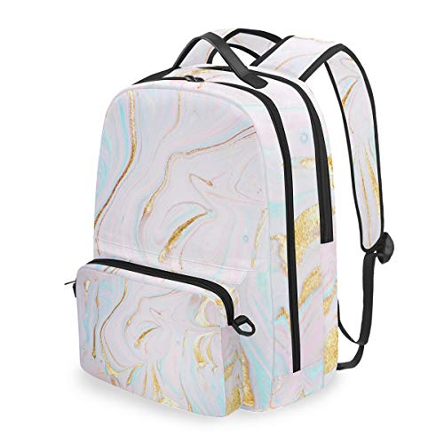 DOSHINE Mochila de Viaje Desmontable, patrón de mármol Pastel, Mochila Escolar para Hombres Mujeres niños niñas