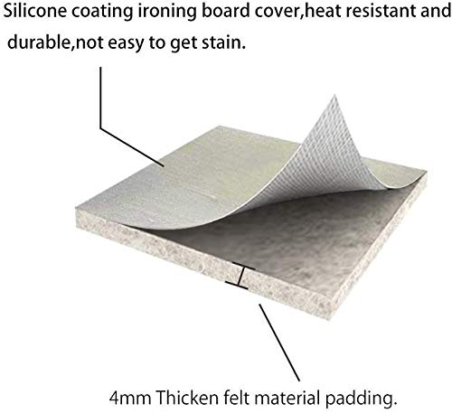 DOWE 127cm x 45cm Resistencia al Calor Cubierta metálica de la Tabla de Planchar Material de Fieltro Duradero Tamaño estándar Opciones y Tablas de Planchar Cuerda elástica Estilo