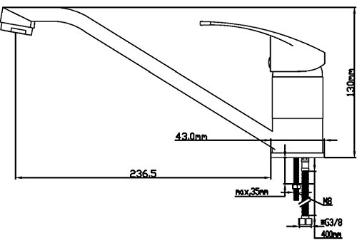 DP Grifería - Grifo monomando de fregadero horizontal modelo Escalonia