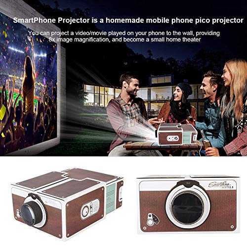 Dpofirs Mini DIY Proyector Portátil 2.0 para Teléfono Móvil, Proyector de Cartón de la Segunda Generación para Teléfonos no Más de 5.8 Pulgadas, Caja de Papel de Proyección de Aumento de 8X