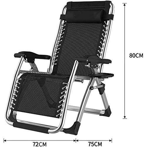 DQCHAIR Silla reclinable para Actividades al Aire Libre con Gravedad Cero y portavasos, Silla Extra Ancha y Ajustable para tumbonas de Patio Garden Beach Beach, con Cojines de 200 kg (Color : Black)