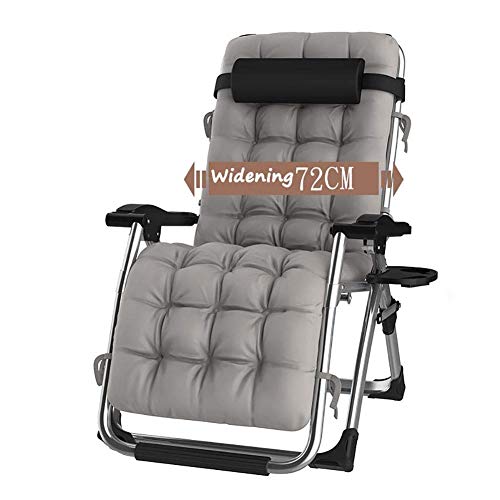 DQCHAIR Silla reclinable para Actividades al Aire Libre con Gravedad Cero y portavasos, Silla Extra Ancha y Ajustable para tumbonas de Patio Garden Beach Beach, con Cojines de 200 kg (Color : Silver)