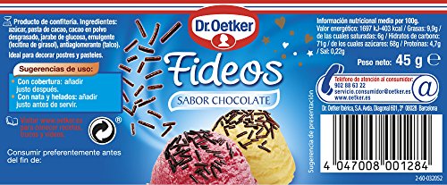 Dr. Oetker Fideos Sabor Chocolate 1 Unidad 45 g