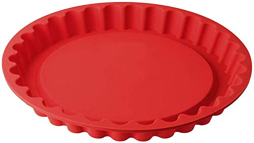 Dr. Oetker Flexxibel Hornear Resistente al ácido de Frutas, Redondo Platinum Antiadherente, Rojo resiste-40ºC a 230ºC, Apto Lavavajillas, Ø28x3,5cm, 1ud. Molde Tarta Rizado, Silicona, 28 cm