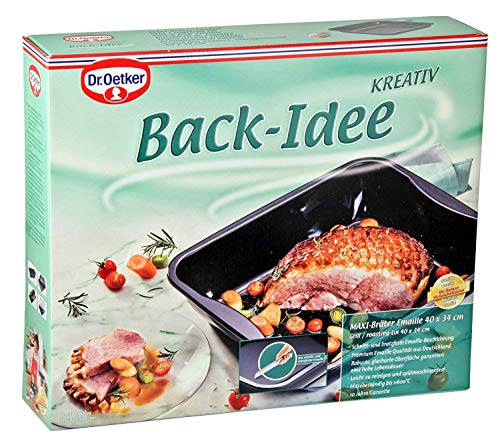 Dr. Oetker Rustidera Bandeja para Horno de Acero Revestimiento de Esmalte de Cuarzo Gran dureza 40x34cm Antiadherente Especial, Azul Oscuro, 40 x 34 x 8 cm