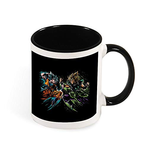 Dragon Ball Goku Vs Broly taza de café de cerámica taza de té, regalo para mujeres, niñas, esposa, mamá, abuela, 11 oz