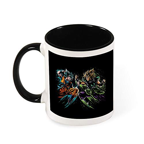 Dragon Ball Goku Vs Broly taza de café de cerámica taza de té, regalo para mujeres, niñas, esposa, mamá, abuela, 11 oz