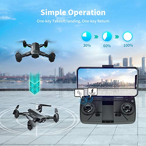 Dragon Touch Drone Plegable con Cámara 1080P HD Avión con WiFi FPV Control Remoto RC Quadcopter Drone para Adultos Niños Principiantes Modo sin Cabeza Estabilización de Altitud DF01