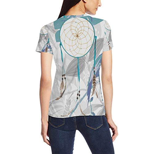 Dreamcatcher Turquesa Buen Significado Camiseta Casual Manga Corta Túnica Tops Cuello Redondo Blusa Cómodo Bm002 XL