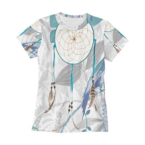 Dreamcatcher Turquesa Buen Significado Camiseta Casual Manga Corta Túnica Tops Cuello Redondo Blusa Cómodo Bm002 XL